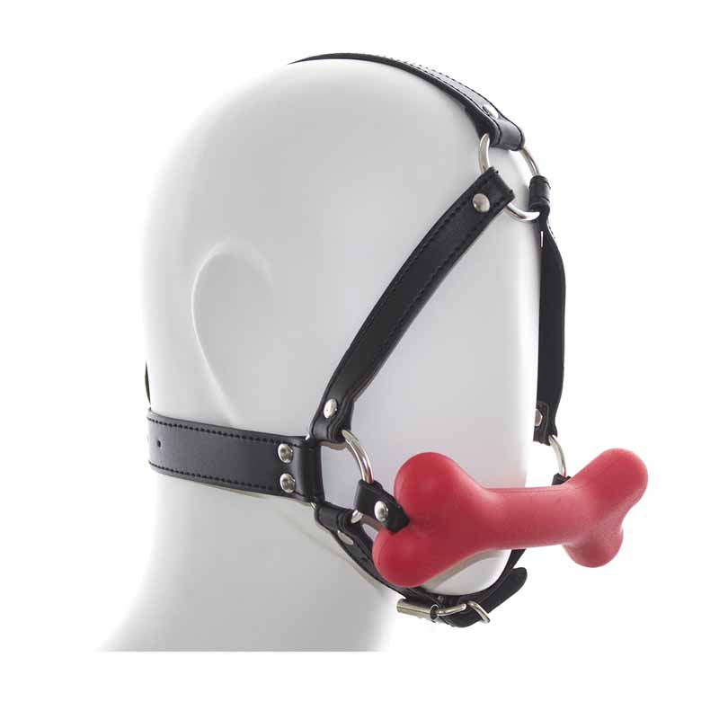 Bone Shape Silicone Mouth Gag With Head Harness
